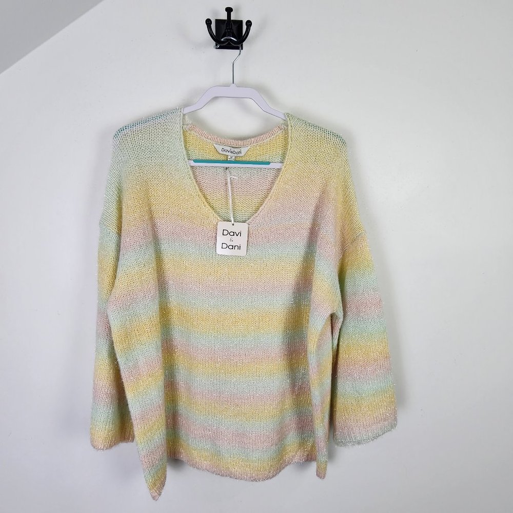 NWT Davi & Dani Oversized Pastel Wool Blend Sweater Size Medium